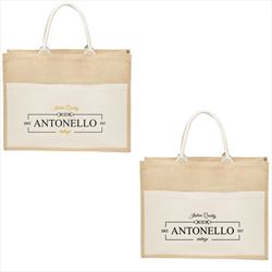 JH30111 Julia Jute Tote With Front Pocket And Custom Imprint
